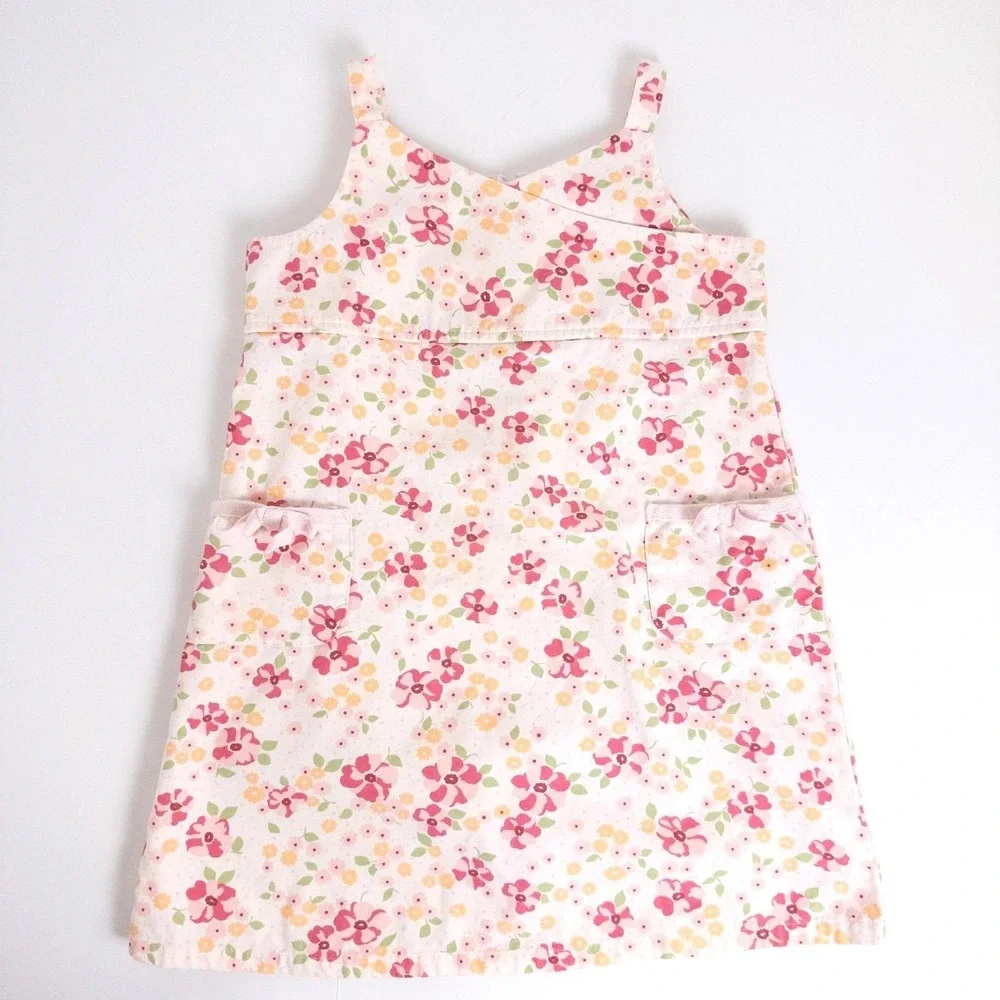 Old Navy‎ Floral Jumper Dress Set Kids 4T Pink Vintage Y2K Cotton Bloomers 2pc